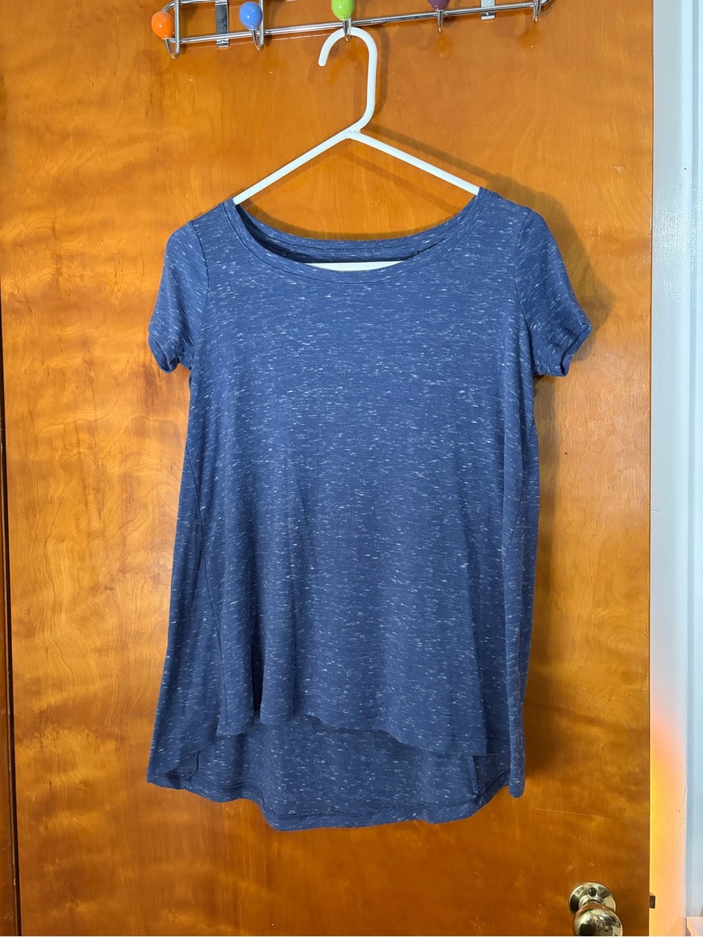 Mudd Heathered Navy Short Sleeve Knit Top